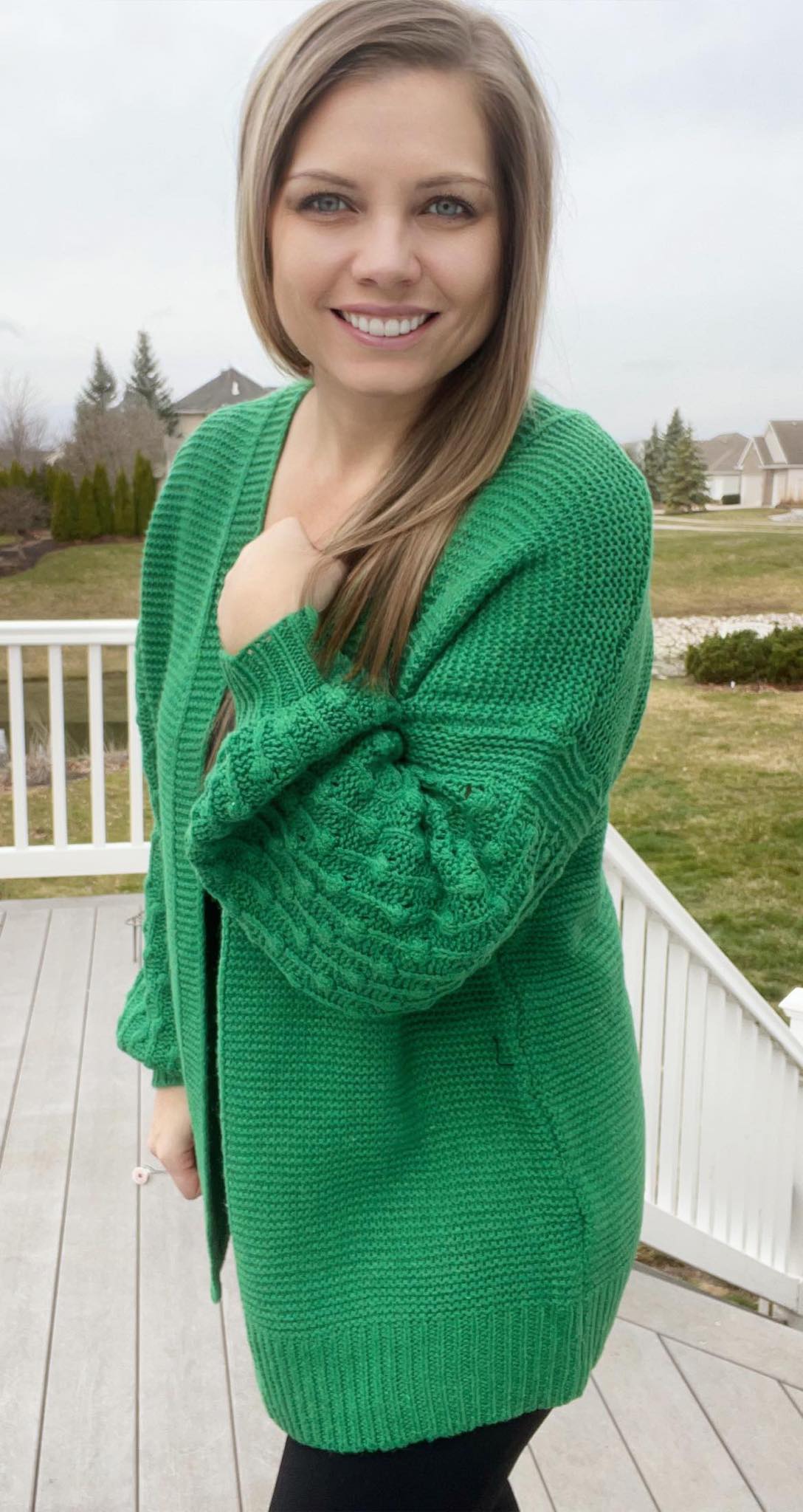 BUBBLE SLEEVE CARDIGAN