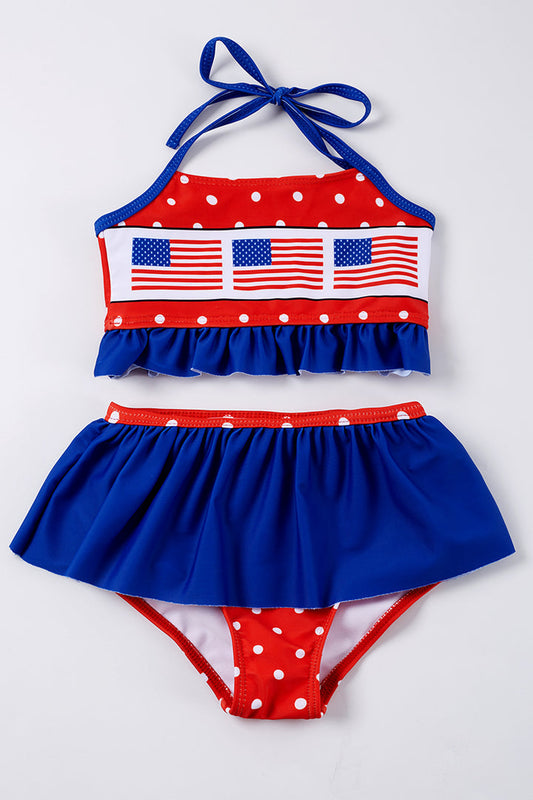 LITTLE LADIES FLAG + RUFFLE SWIM