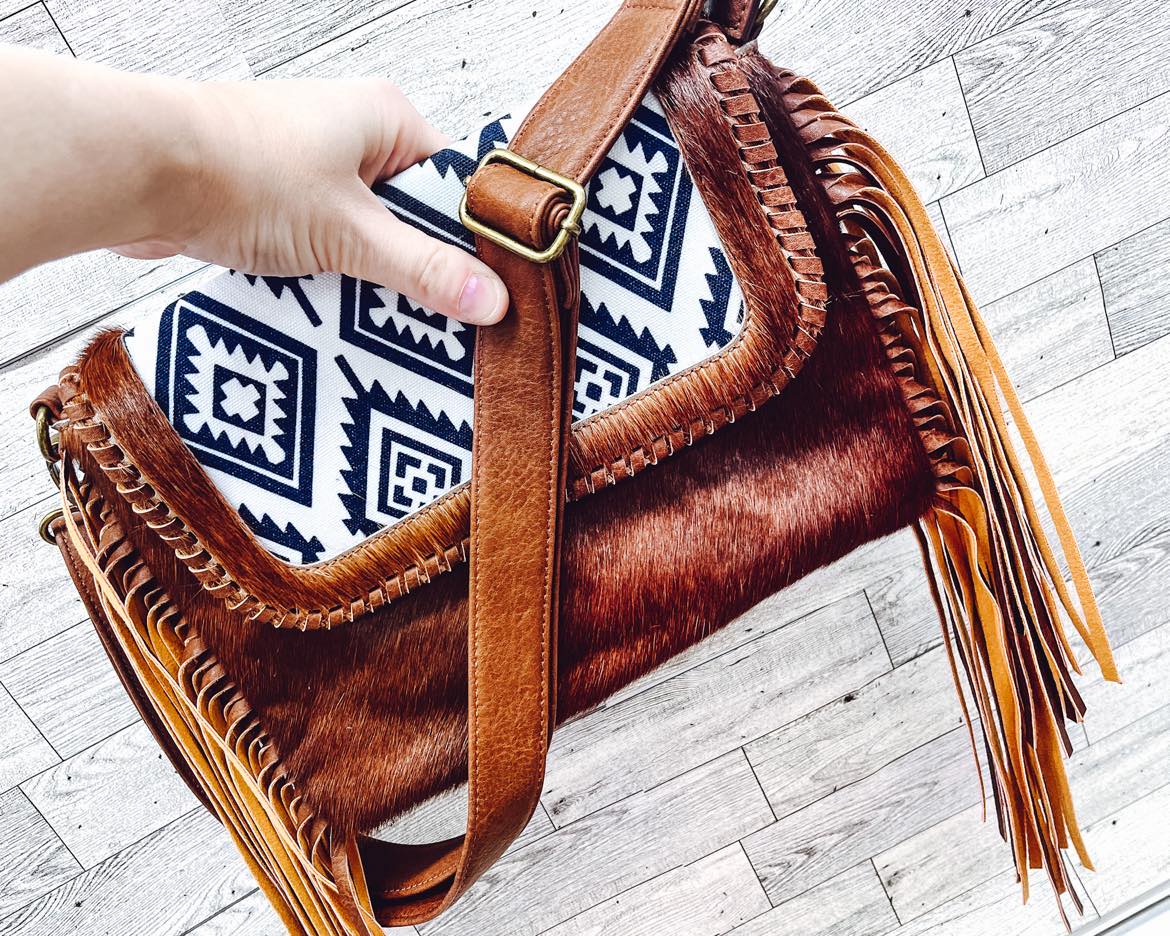 GENUINE LEATHER + COWHIDE PURSE