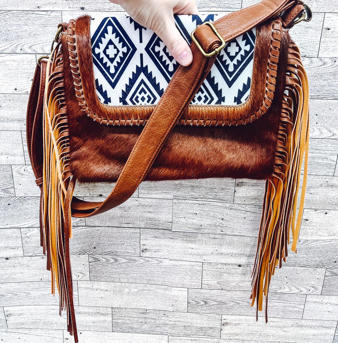 GENUINE LEATHER + COWHIDE PURSE