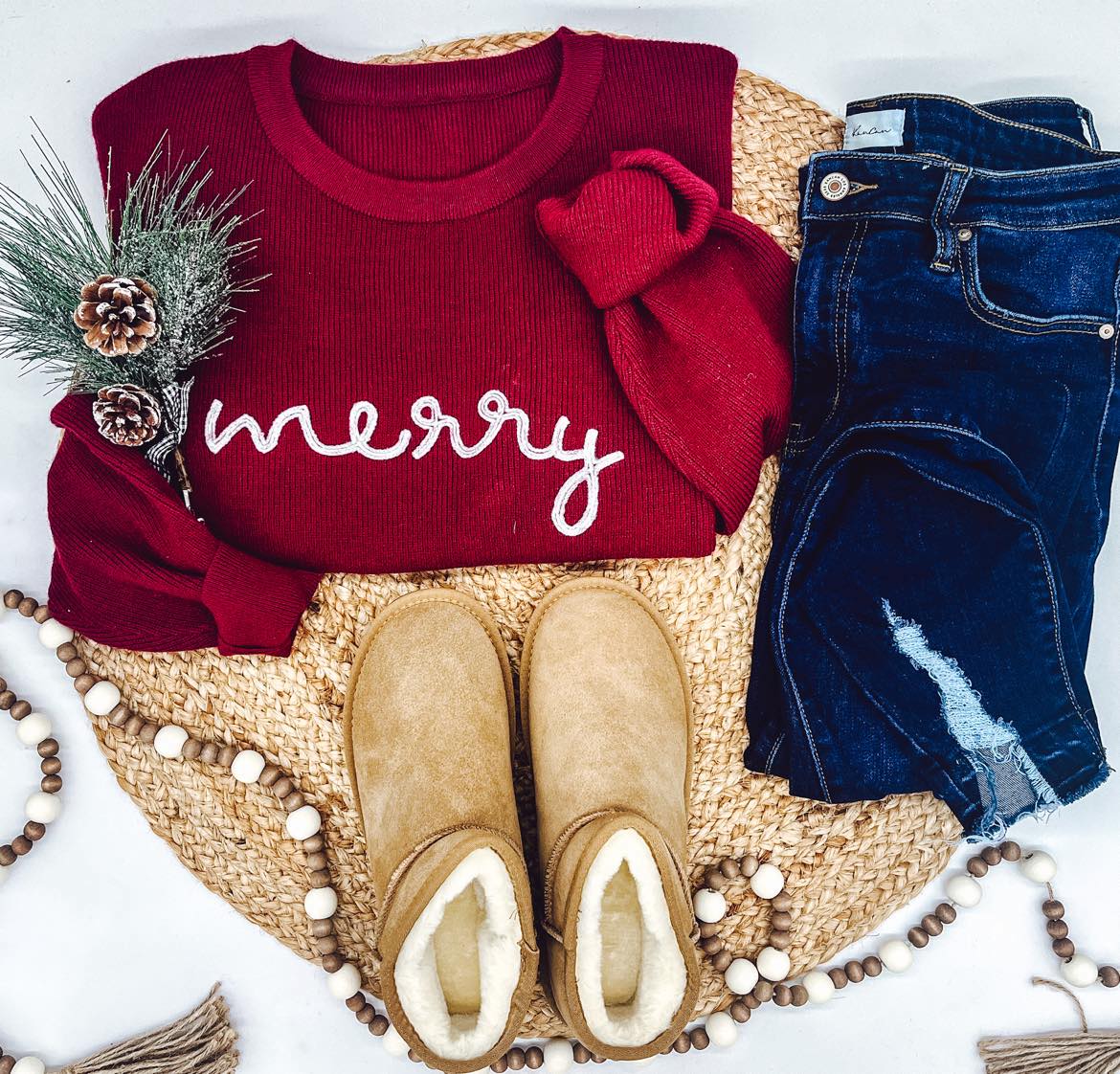 ROPE EMBROIDERED “MERRY” SWEATERS (BIGS + LITTLES)