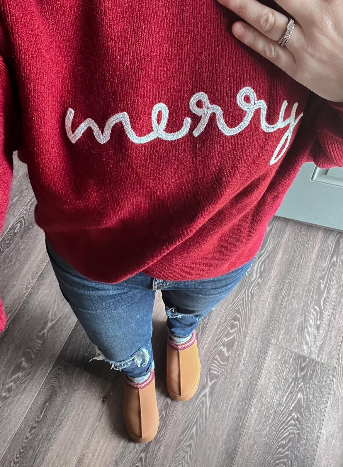 ROPE EMBROIDERED “MERRY” SWEATERS (BIGS + LITTLES)