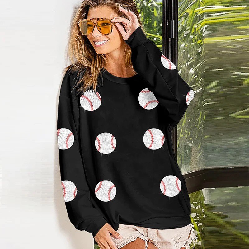 SEQUIN BASEBALL SWEATSHIRT