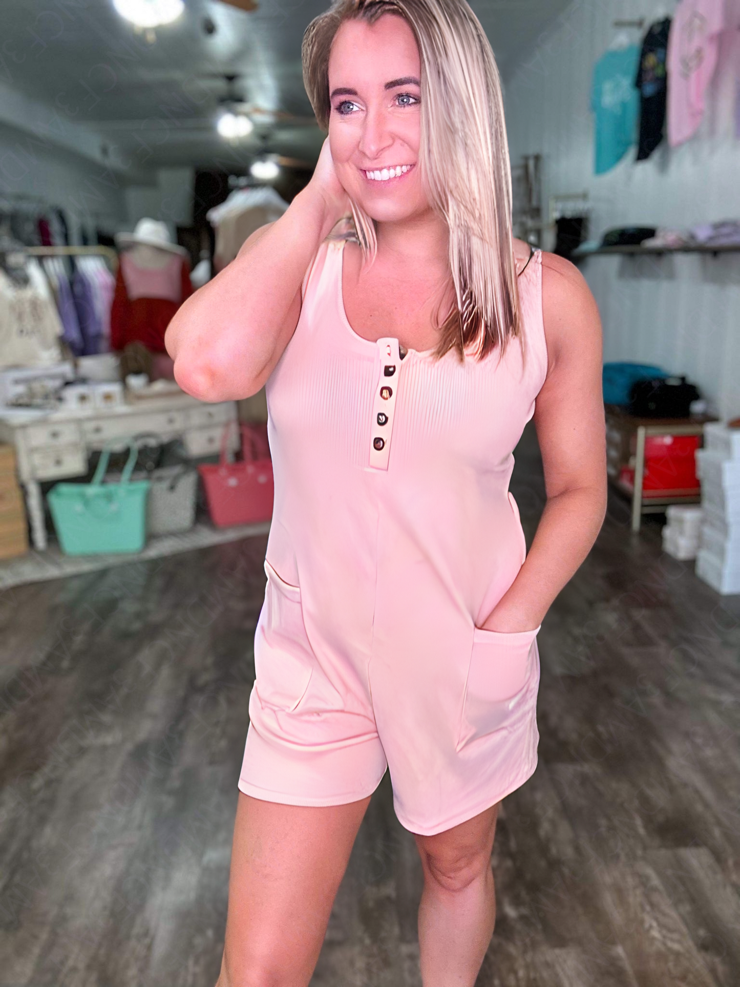 THE BUTTON WAFFLE ROMPER