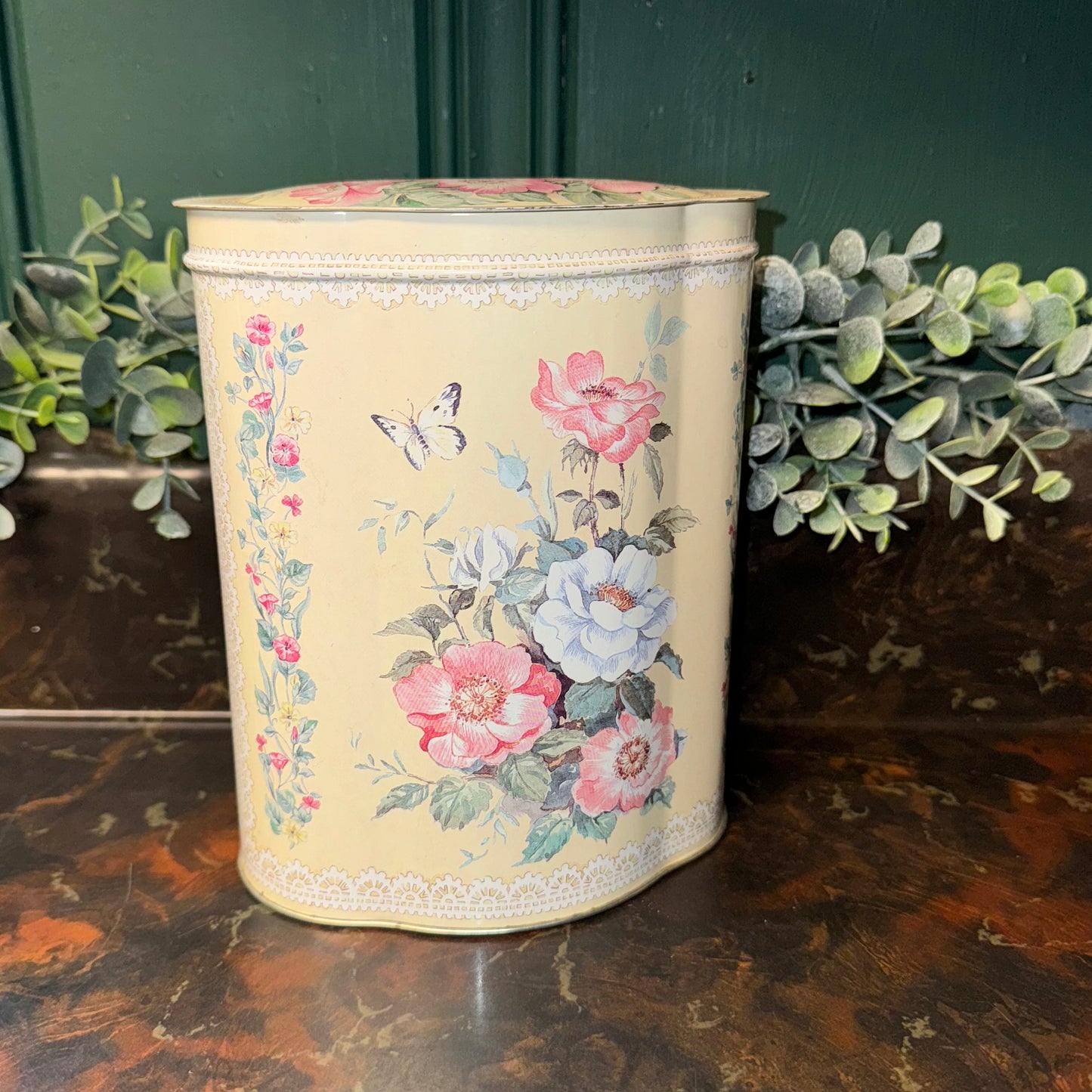 FLORAL TIN CANISTER