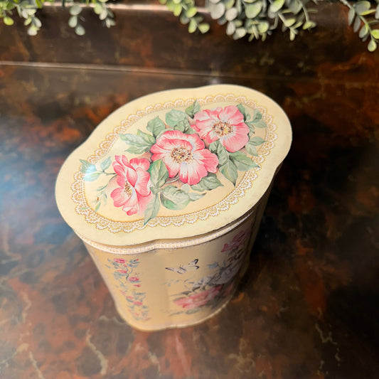 FLORAL TIN CANISTER