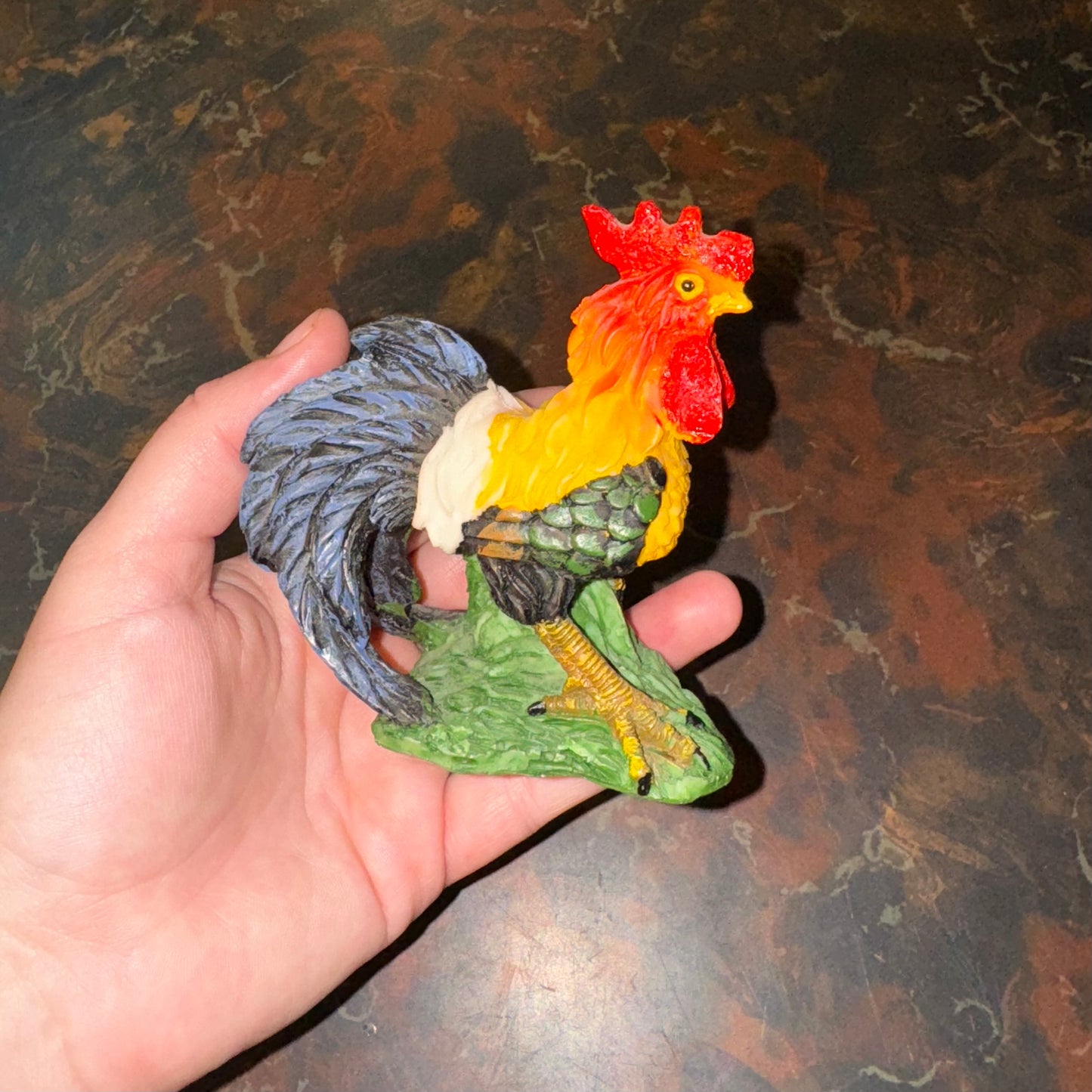 FLOCK PRINT + ROOSTER FIGURINE