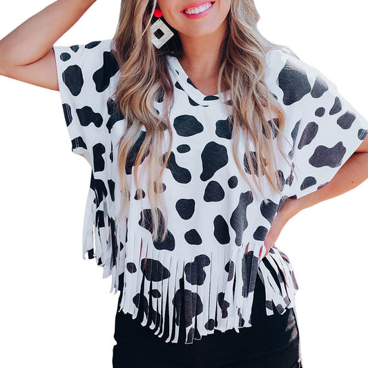 THE LASSO COW FRINGE TOP