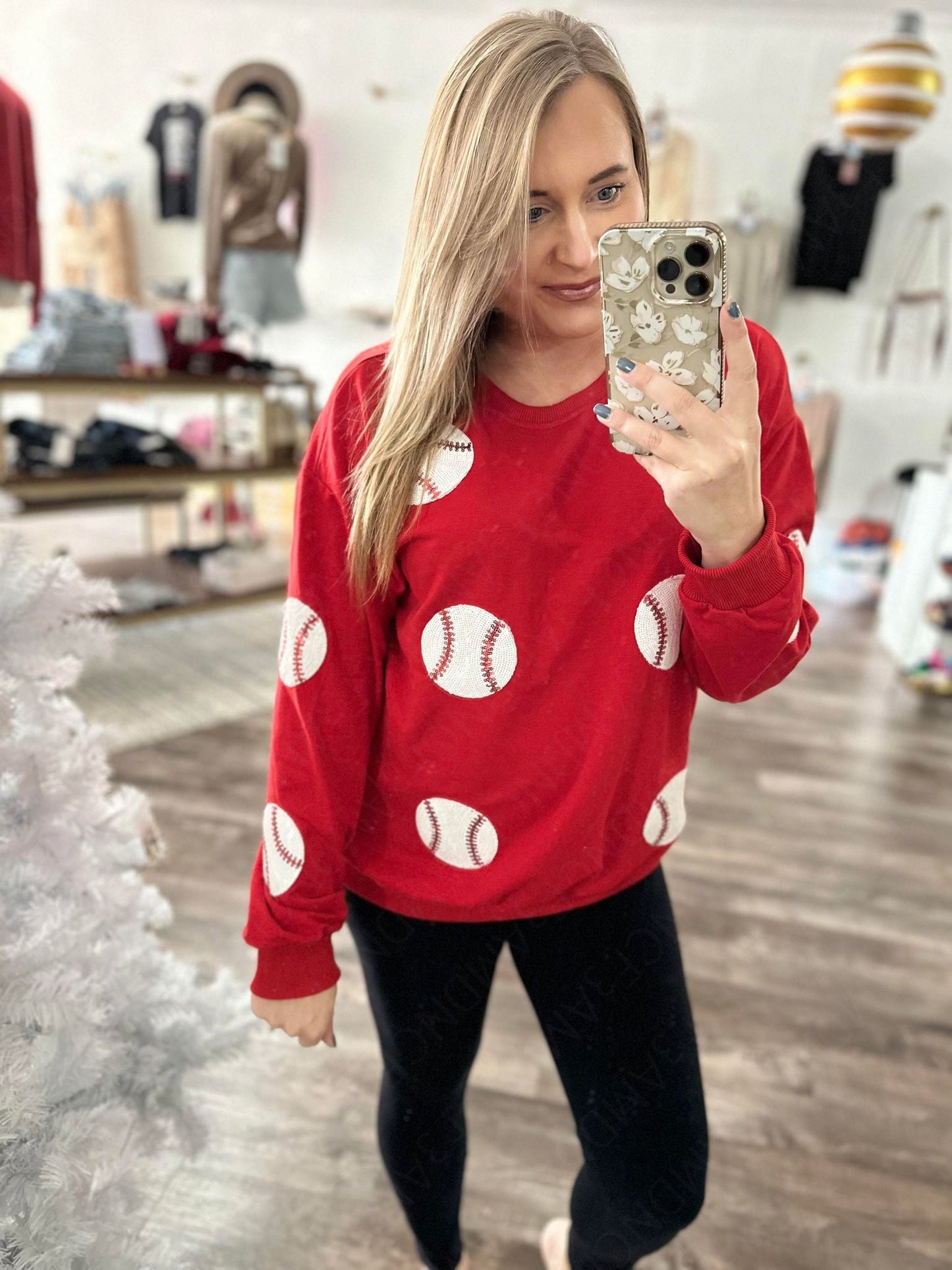 SEQUIN BASEBALL SWEATSHIRT