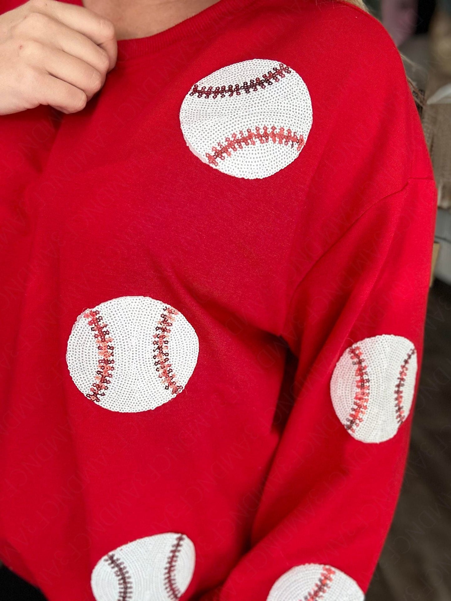 SEQUIN BASEBALL SWEATSHIRT