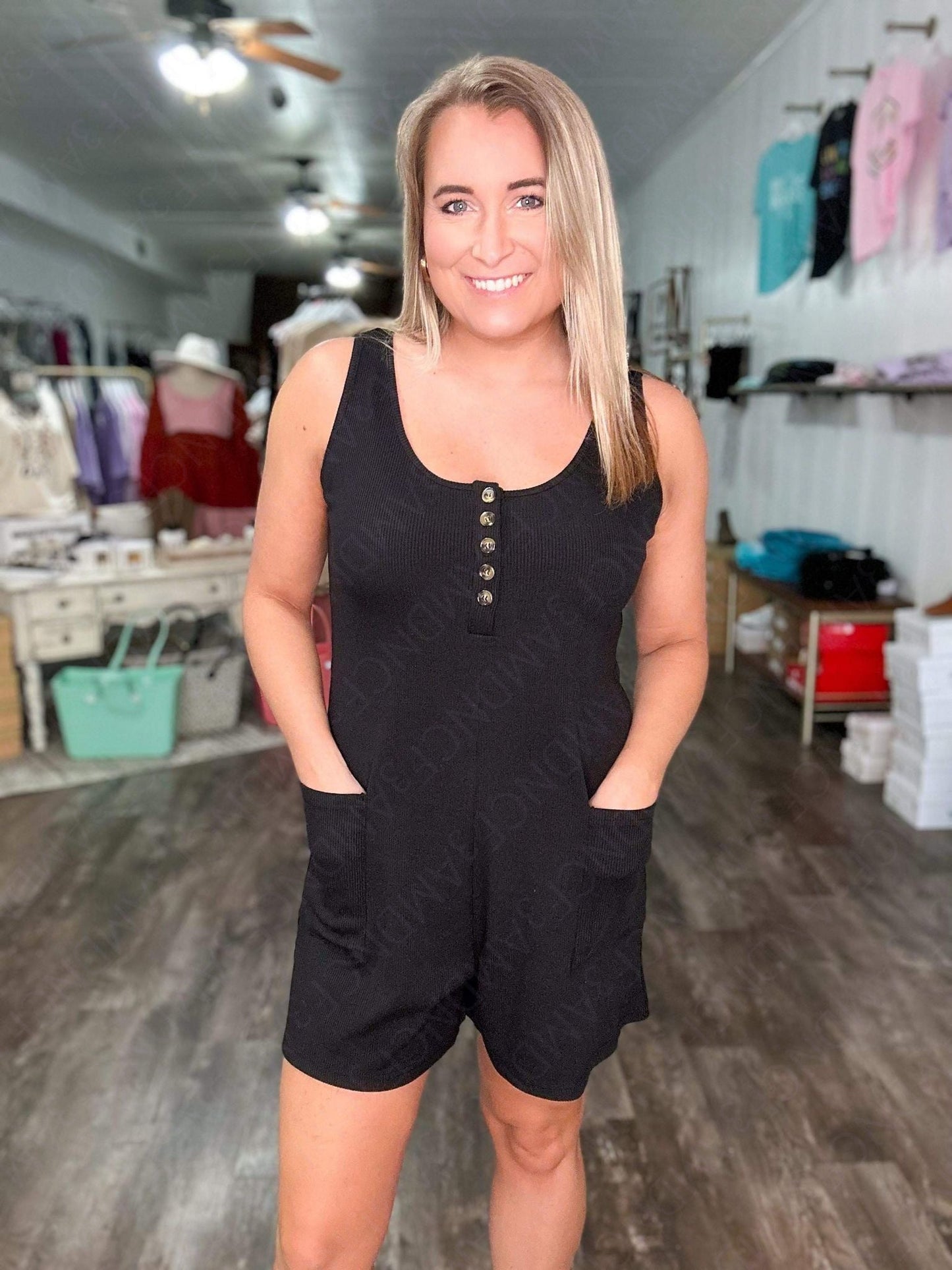 THE BUTTON WAFFLE ROMPER