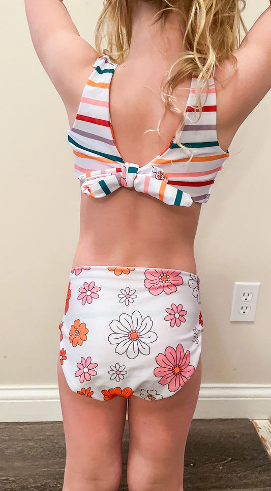 FLOWERS & STRIPES SWIMSUIT